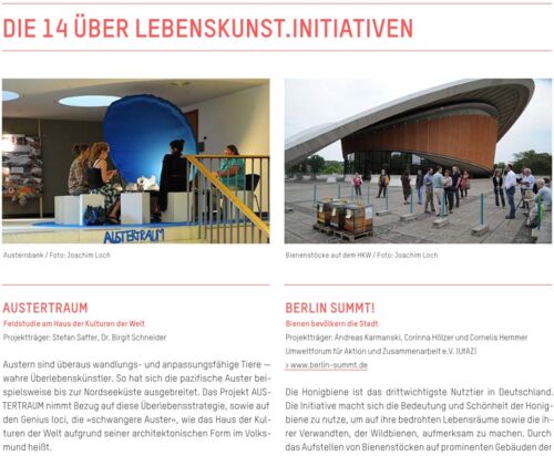 Berlin summt! wurde 2010 als eine von 14 Ueber Lebenskunst.Initiativen ausgewählt